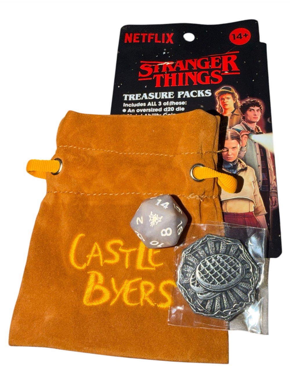 Netflix Stranger Things Castle Byers Orange Suede Drawstring Pouch Pack